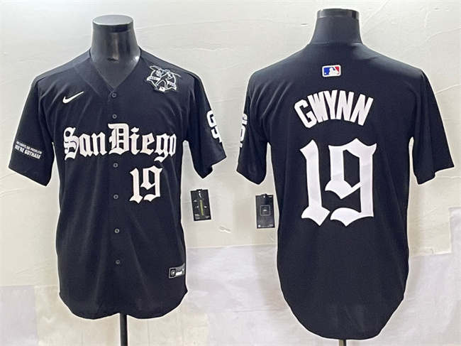 Men's San Diego Padres #19 Tony Gwynn Black Gothic Edition Vapor Limited Stitched Baseball Jersey